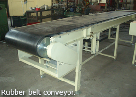 Rubber belt conveyor.